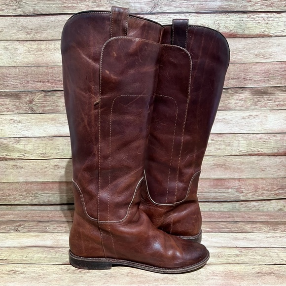 Frye Brown Leather Paige Tall Riding Boots - Picture 3 of 11